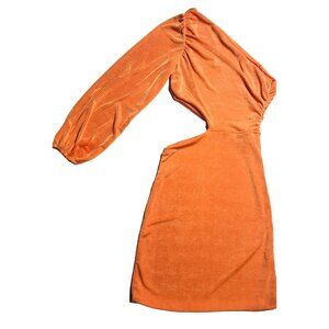 One-Shoulder Orange Dress With Cut-Out Size S 95% Polyester & 5% Spandex